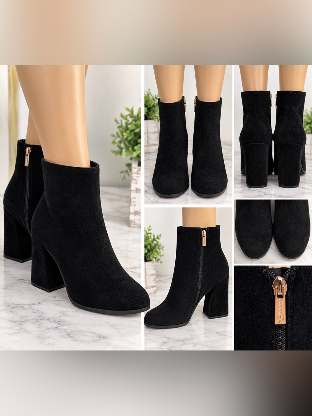 Jessica Simpson Black Suede Block Heel Ankle Boots
